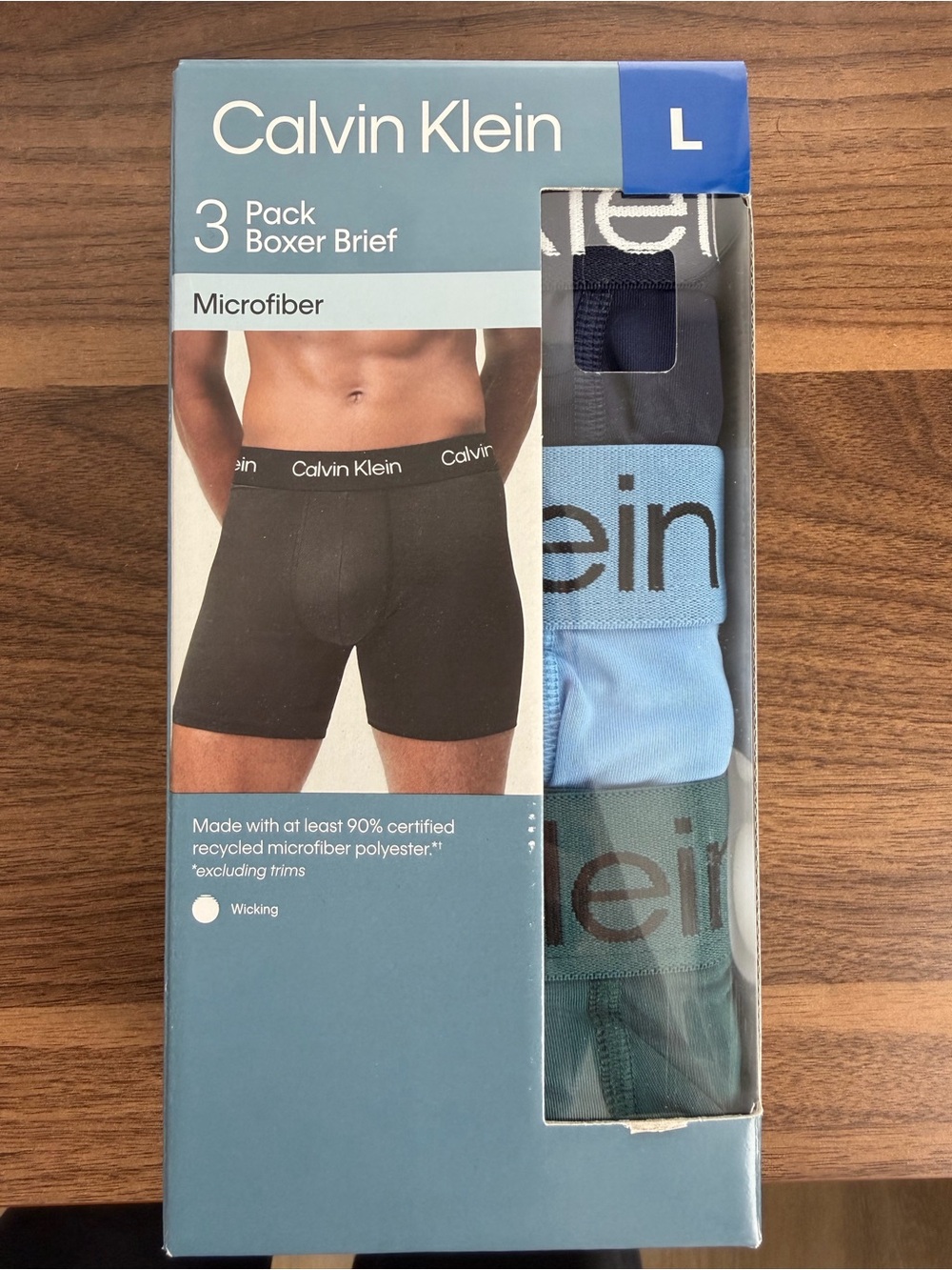 Calvin Klein 3-Pack Microfiber Boxer Briefs - Black/Light Blue/Teal